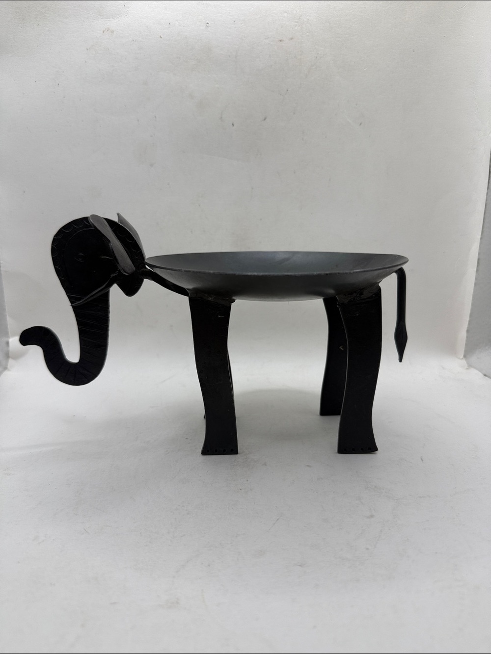 Metal Elephant Candle Holder Folk Art Wrought Iron Rustic Boho Decor Trinket